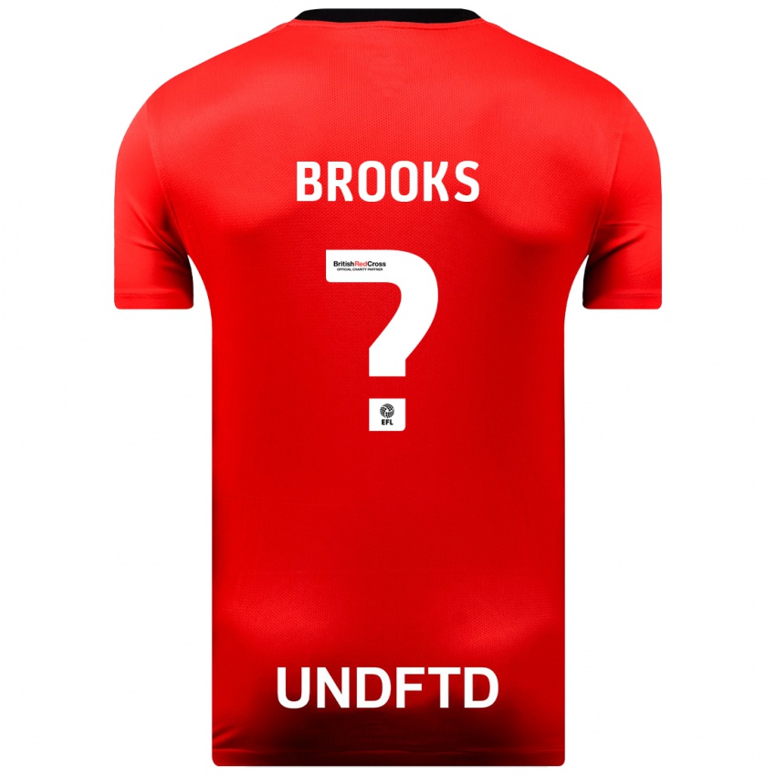 Gyermek Kobi Brooks #0 Piros Idegenbeli Jersey 2023/24 Mez Póló Ing