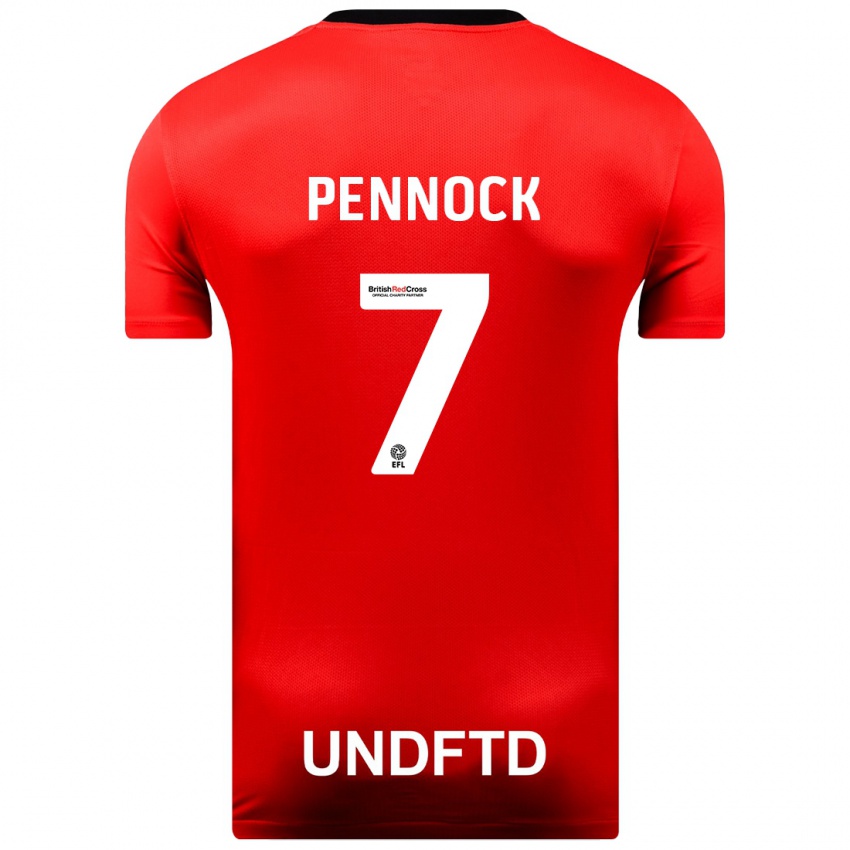 Gyermek Jade Pennock #7 Piros Idegenbeli Jersey 2023/24 Mez Póló Ing