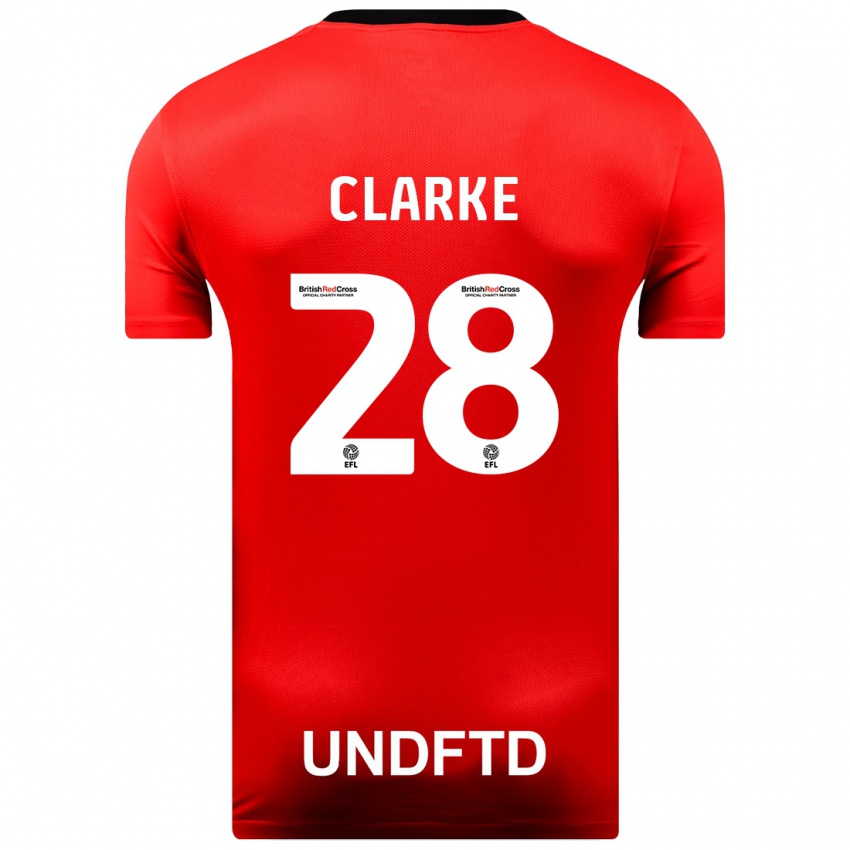 Gyermek Charlotte Clarke #28 Piros Idegenbeli Jersey 2023/24 Mez Póló Ing