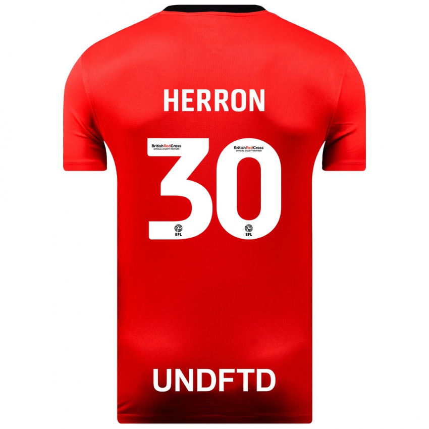 Gyermek Neve Herron #30 Piros Idegenbeli Jersey 2023/24 Mez Póló Ing