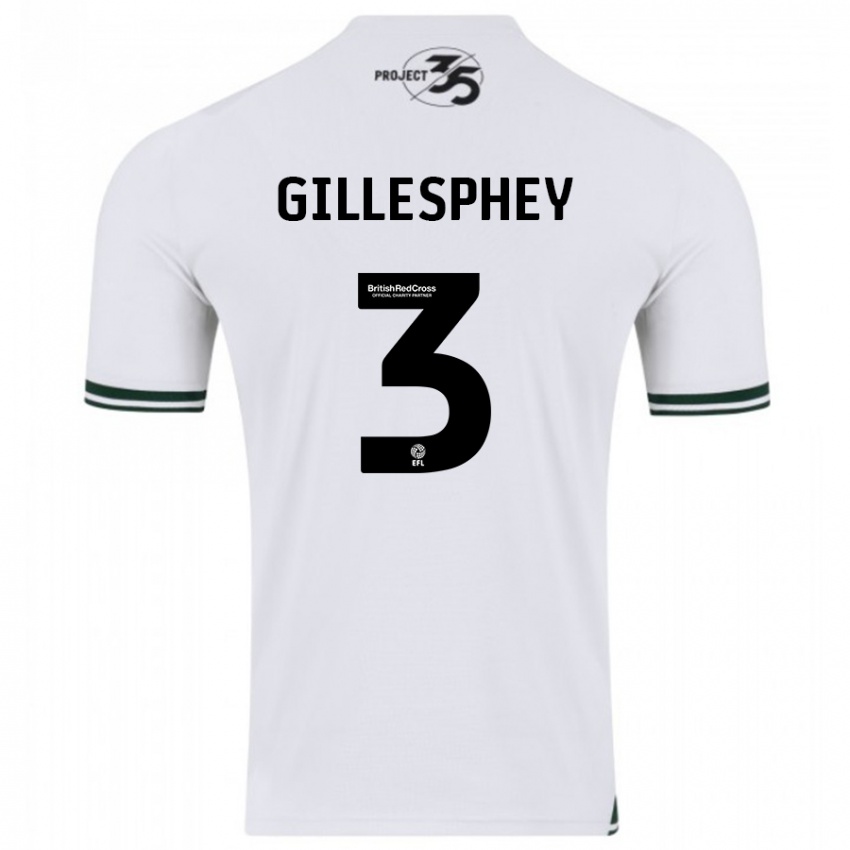 Gyermek Macaulay Gillesphey #3 Fehér Idegenbeli Jersey 2023/24 Mez Póló Ing