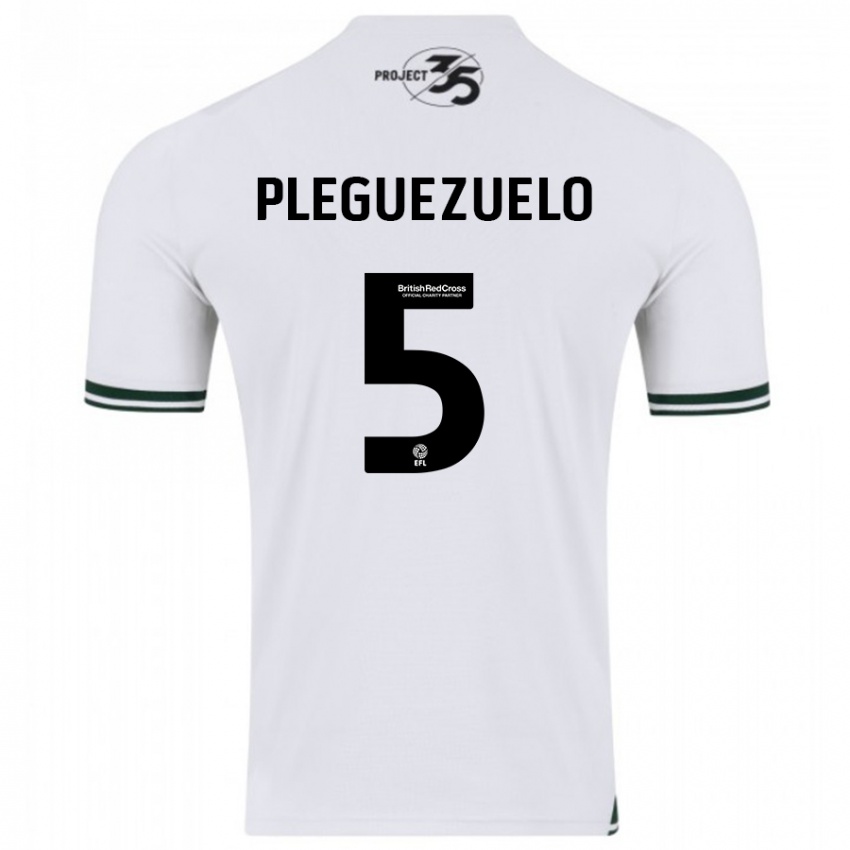 Gyermek Julio Pleguezuelo #5 Fehér Idegenbeli Jersey 2023/24 Mez Póló Ing