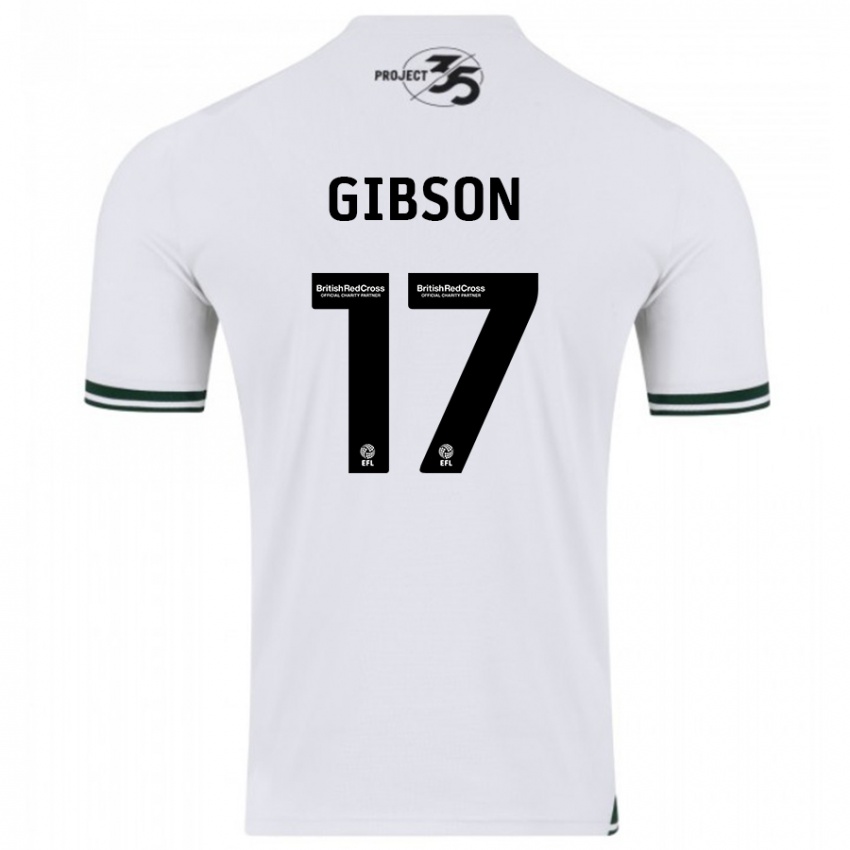 Gyermek Lewis Gibson #17 Fehér Idegenbeli Jersey 2023/24 Mez Póló Ing