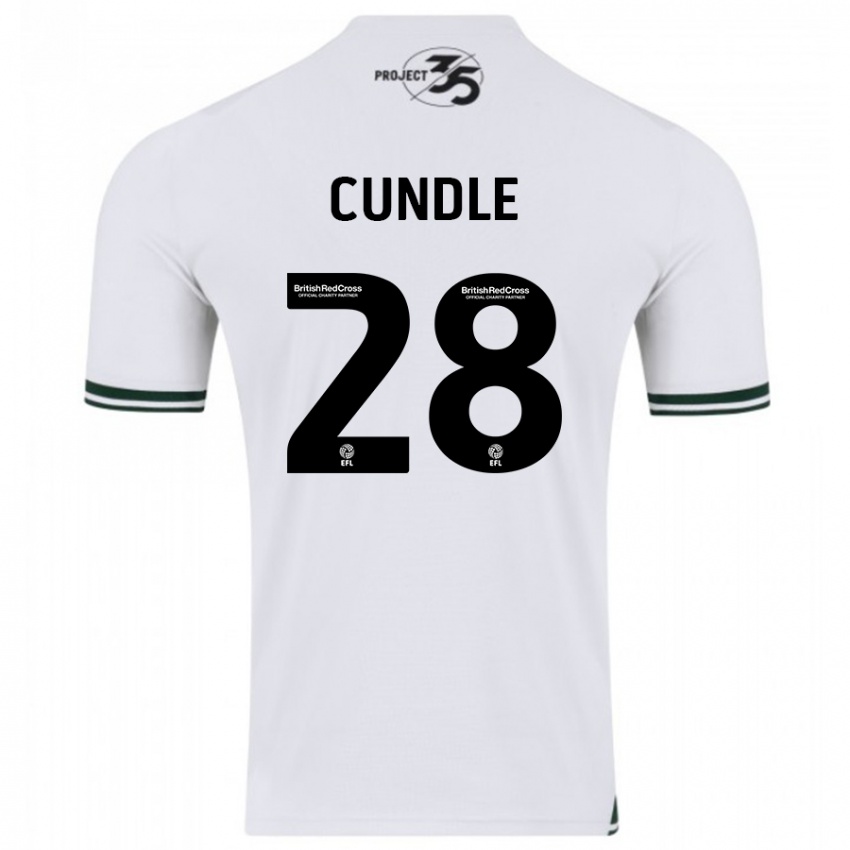 Gyermek Luke Cundle #28 Fehér Idegenbeli Jersey 2023/24 Mez Póló Ing