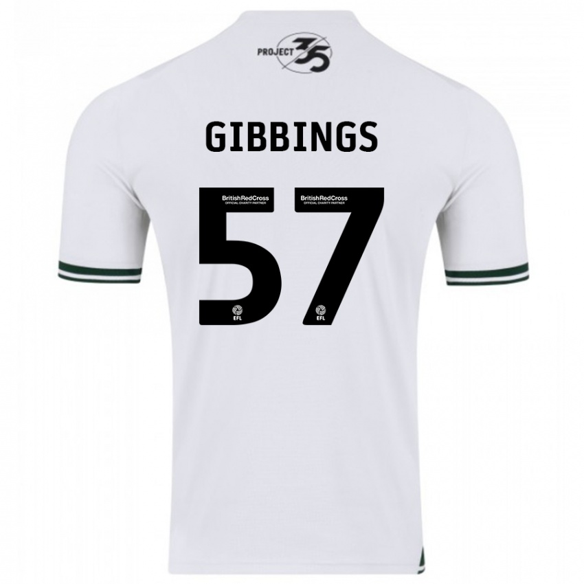 Gyermek Cole Gibbings #57 Fehér Idegenbeli Jersey 2023/24 Mez Póló Ing