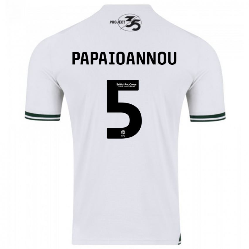 Gyermek Panagiota Papaioannou #5 Fehér Idegenbeli Jersey 2023/24 Mez Póló Ing