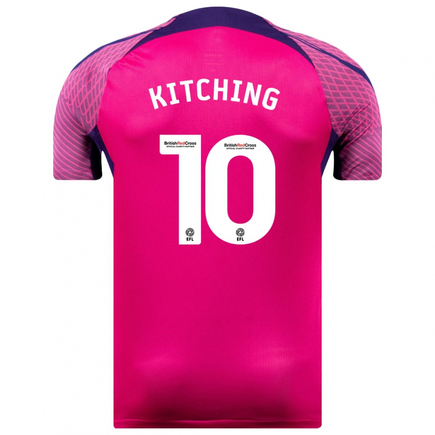 Gyermek Katie Kitching #10 Lila Idegenbeli Jersey 2023/24 Mez Póló Ing