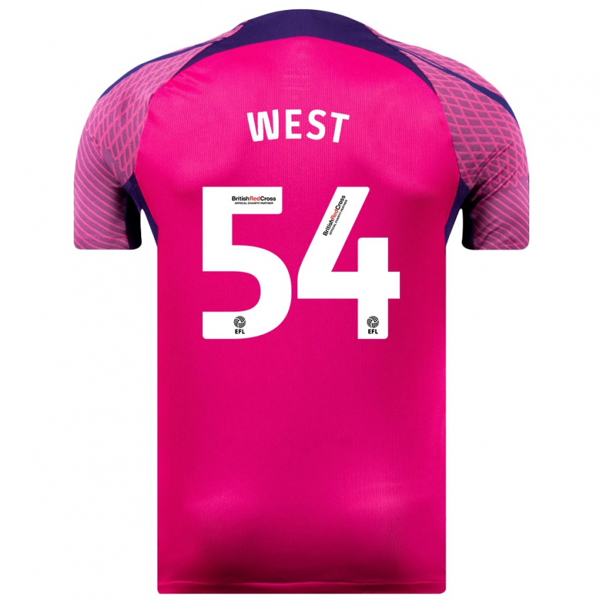 Gyermek Ella West #54 Lila Idegenbeli Jersey 2023/24 Mez Póló Ing