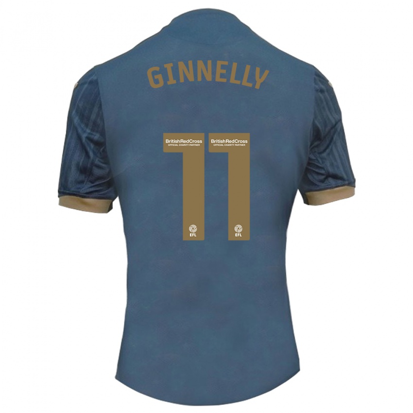 Gyermek Josh Ginnelly #11 Sötét Kékeszöld Idegenbeli Jersey 2023/24 Mez Póló Ing