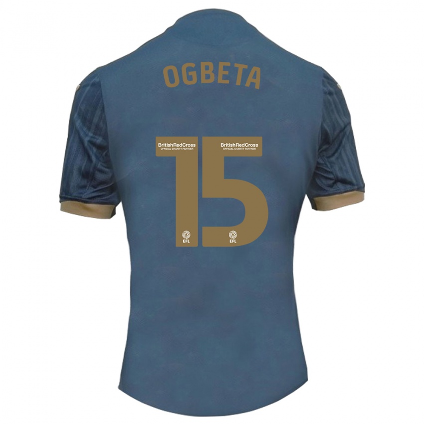 Gyermek Nathanael Ogbeta #15 Sötét Kékeszöld Idegenbeli Jersey 2023/24 Mez Póló Ing