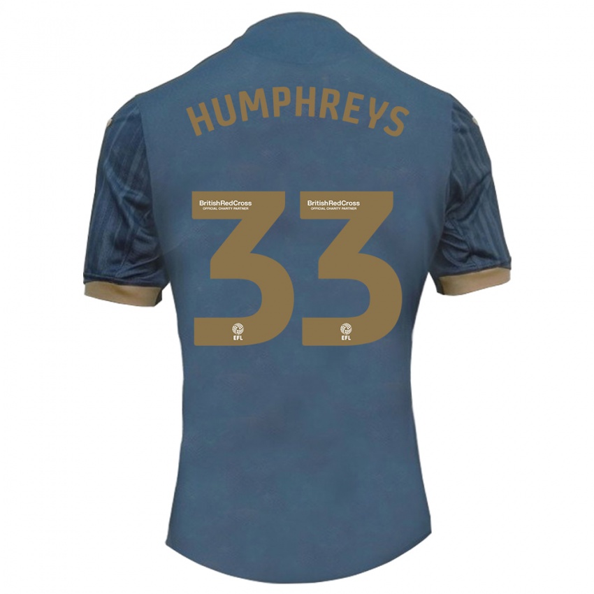 Gyermek Bashir Humphreys #33 Sötét Kékeszöld Idegenbeli Jersey 2023/24 Mez Póló Ing