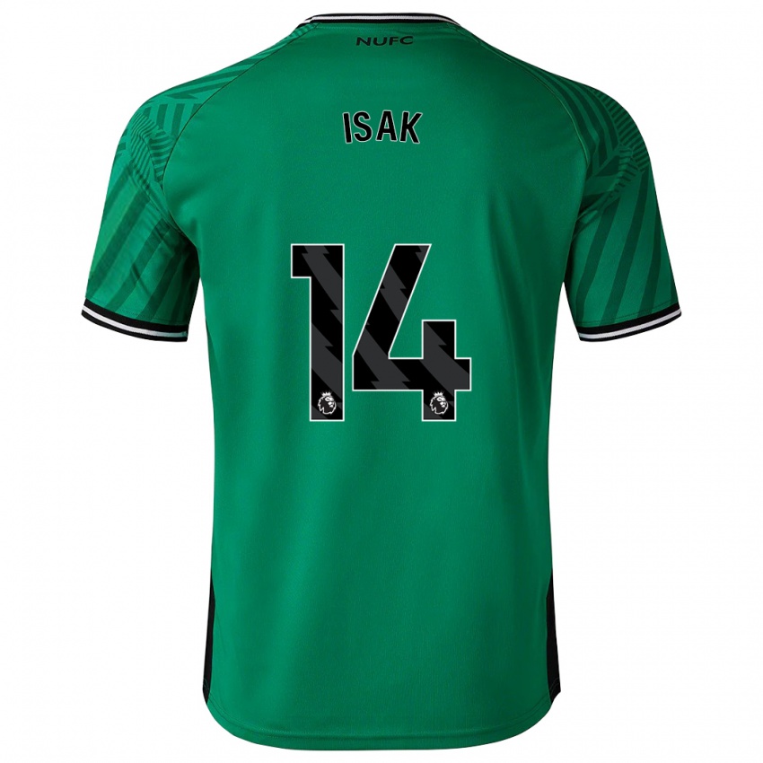 Gyermek Alexander Isak #14 Zöld Idegenbeli Jersey 2023/24 Mez Póló Ing