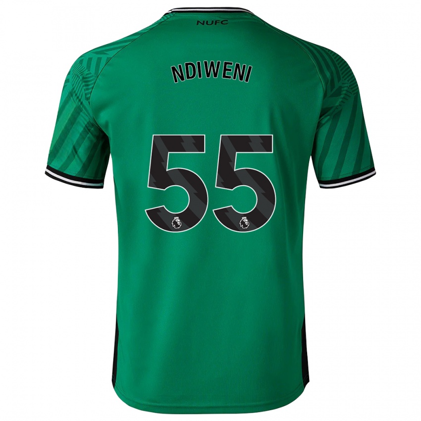 Gyermek Michael Ndiweni #55 Zöld Idegenbeli Jersey 2023/24 Mez Póló Ing
