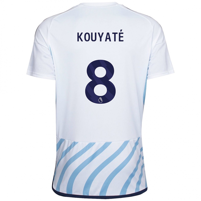 Gyermek Cheikhou Kouyaté #8 Fehér Kék Idegenbeli Jersey 2023/24 Mez Póló Ing