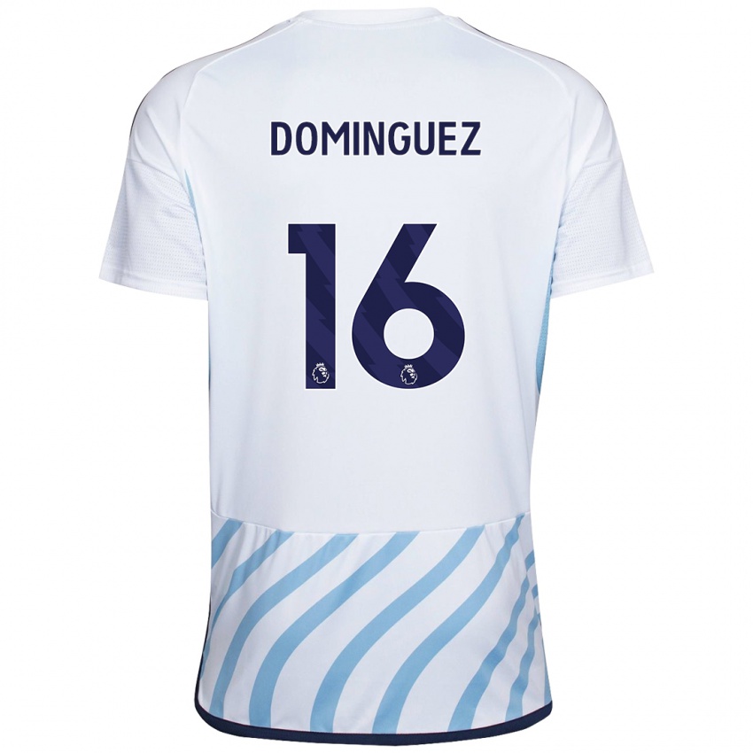 Gyermek Nicolás Domínguez #16 Fehér Kék Idegenbeli Jersey 2023/24 Mez Póló Ing