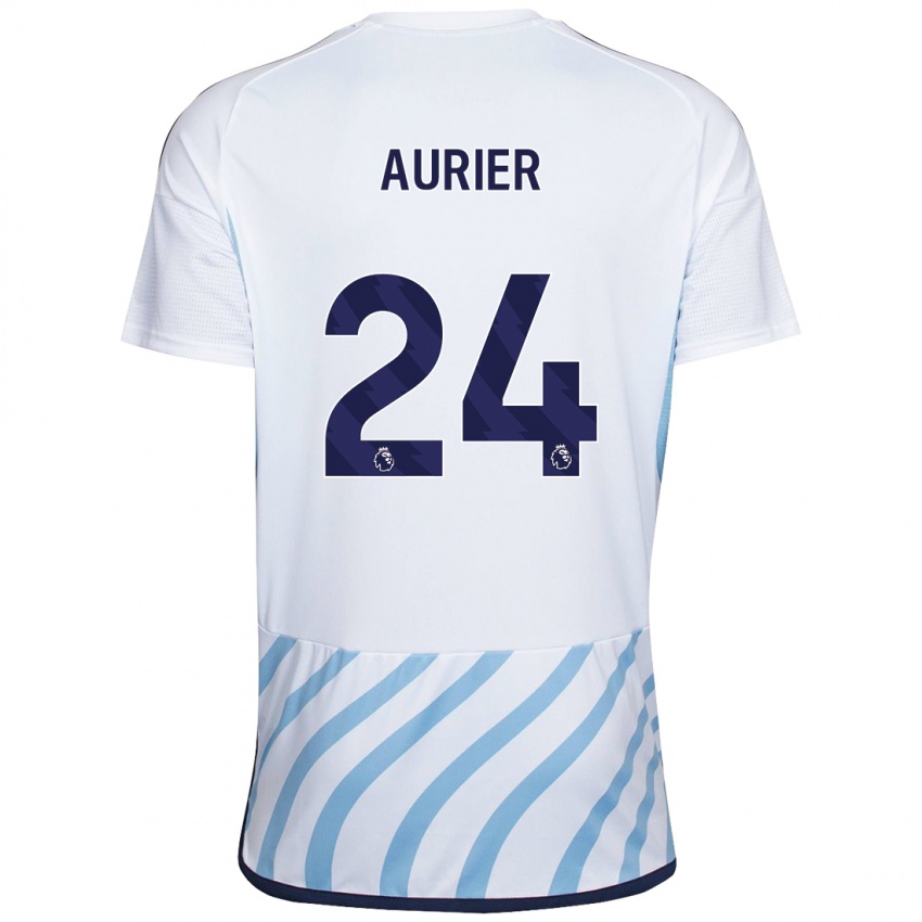 Gyermek Serge Aurier #24 Fehér Kék Idegenbeli Jersey 2023/24 Mez Póló Ing