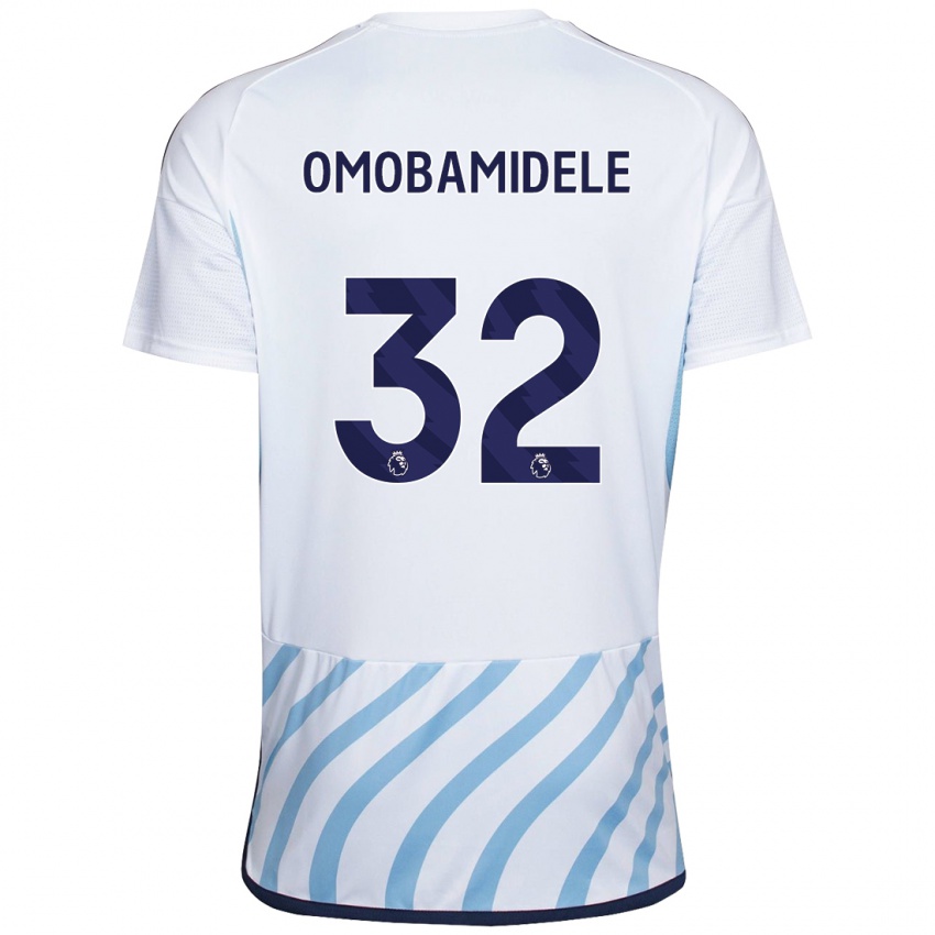 Gyermek Andrew Omobamidele #32 Fehér Kék Idegenbeli Jersey 2023/24 Mez Póló Ing