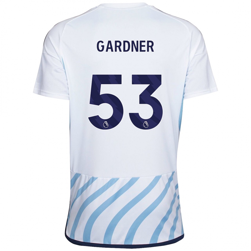 Gyermek Joe Gardner #53 Fehér Kék Idegenbeli Jersey 2023/24 Mez Póló Ing