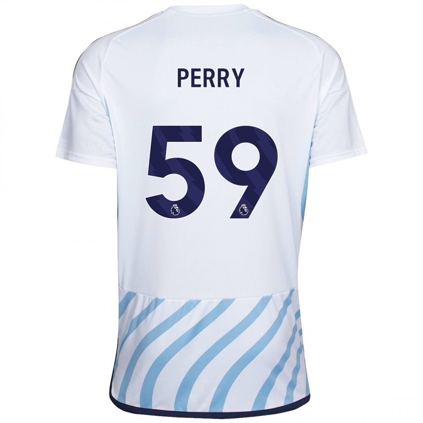 Gyermek Ben Perry #59 Fehér Kék Idegenbeli Jersey 2023/24 Mez Póló Ing