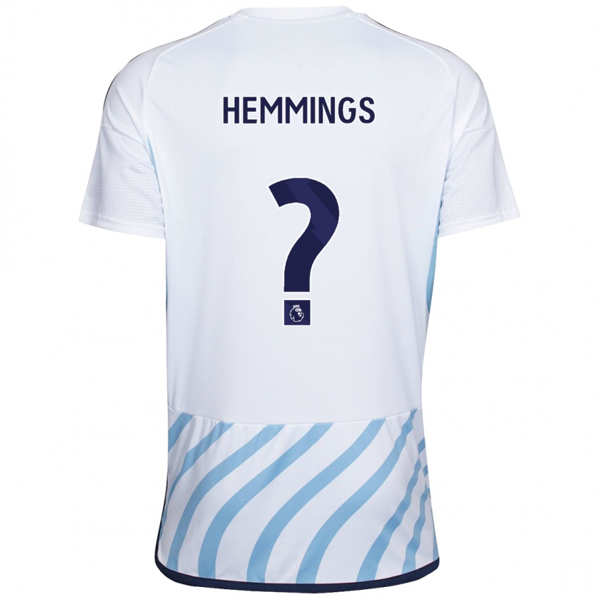 Gyermek George Hemmings #0 Fehér Kék Idegenbeli Jersey 2023/24 Mez Póló Ing