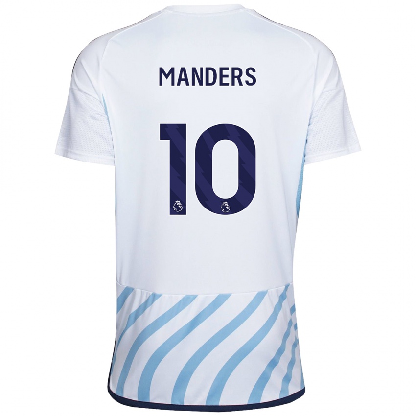 Gyermek Holly Manders #10 Fehér Kék Idegenbeli Jersey 2023/24 Mez Póló Ing