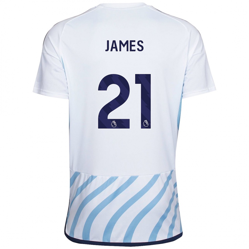 Gyermek Hayley James #21 Fehér Kék Idegenbeli Jersey 2023/24 Mez Póló Ing