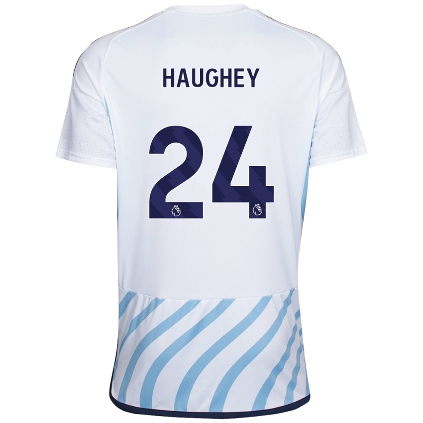 Gyermek Ella Haughey #24 Fehér Kék Idegenbeli Jersey 2023/24 Mez Póló Ing