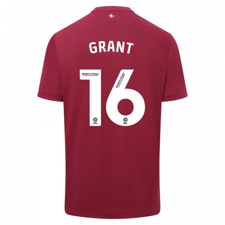 Gyermek Karlan Grant #16 Piros Idegenbeli Jersey 2023/24 Mez Póló Ing