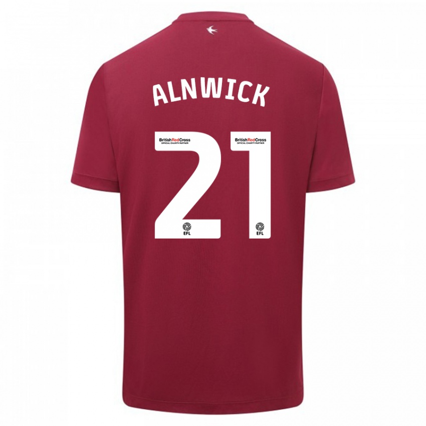 Gyermek Jak Alnwick #21 Piros Idegenbeli Jersey 2023/24 Mez Póló Ing