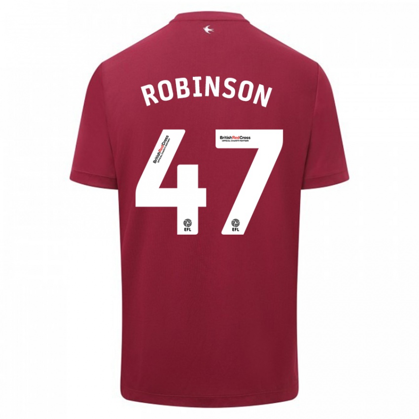 Gyermek Callum Robinson #47 Piros Idegenbeli Jersey 2023/24 Mez Póló Ing