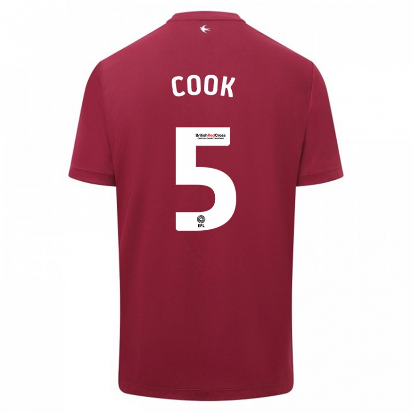 Gyermek Freddie Cook #5 Piros Idegenbeli Jersey 2023/24 Mez Póló Ing