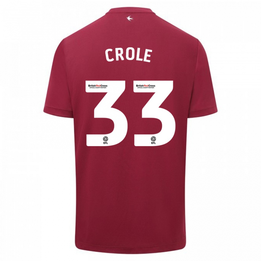 Gyermek James Crole #33 Piros Idegenbeli Jersey 2023/24 Mez Póló Ing