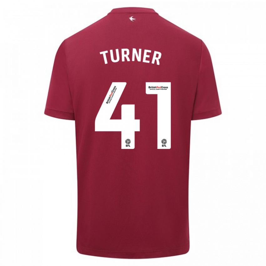 Gyermek Matthew Turner #41 Piros Idegenbeli Jersey 2023/24 Mez Póló Ing