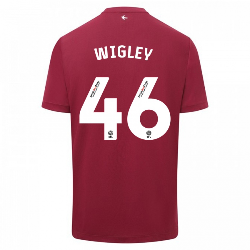 Gyermek Morgan Wigley #46 Piros Idegenbeli Jersey 2023/24 Mez Póló Ing