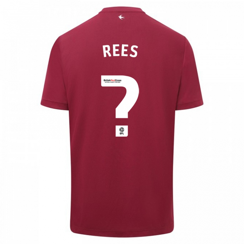 Gyermek Osian Rees #0 Piros Idegenbeli Jersey 2023/24 Mez Póló Ing