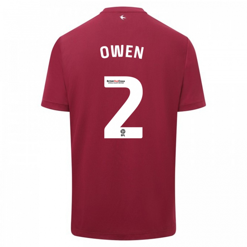 Gyermek Lisa Owen #2 Piros Idegenbeli Jersey 2023/24 Mez Póló Ing