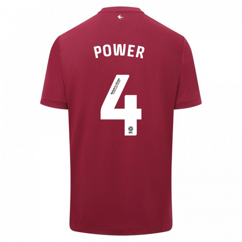 Gyermek Hannah Power #4 Piros Idegenbeli Jersey 2023/24 Mez Póló Ing