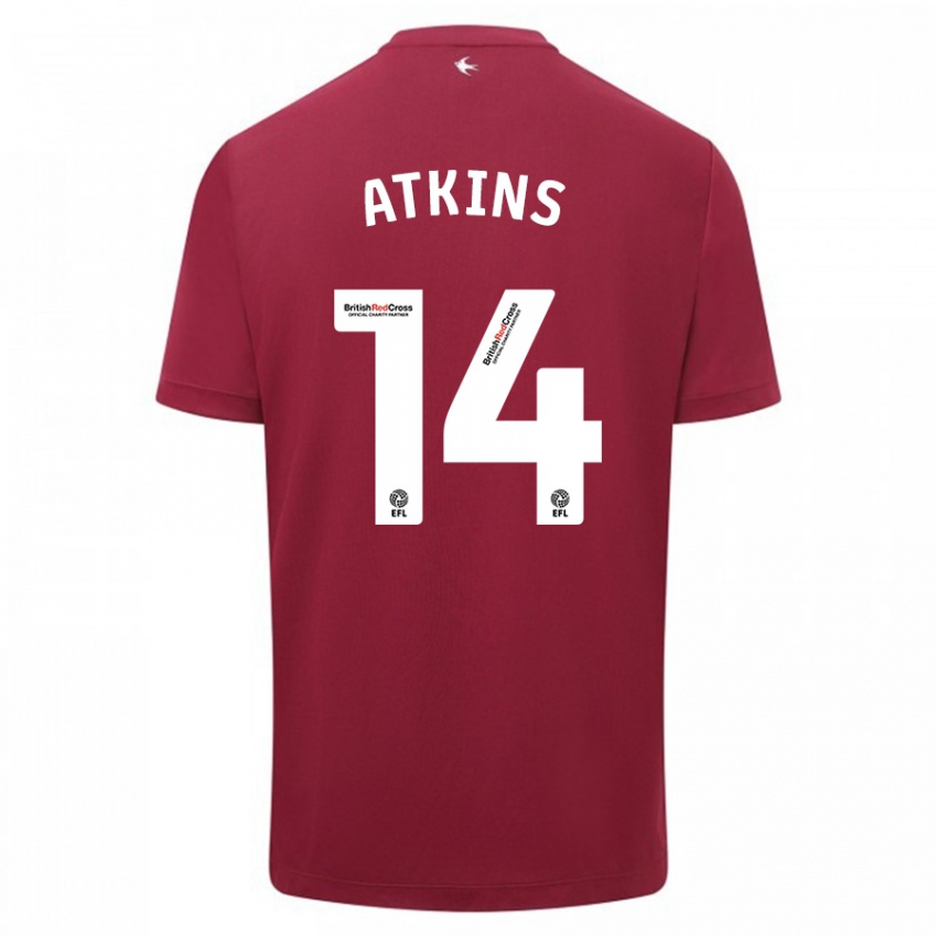 Gyermek Zoe Atkins #14 Piros Idegenbeli Jersey 2023/24 Mez Póló Ing