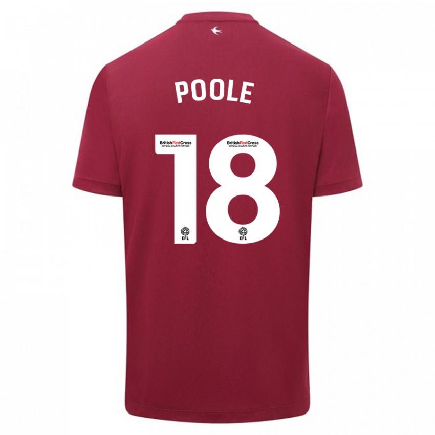 Gyermek Phoebie Poole #18 Piros Idegenbeli Jersey 2023/24 Mez Póló Ing