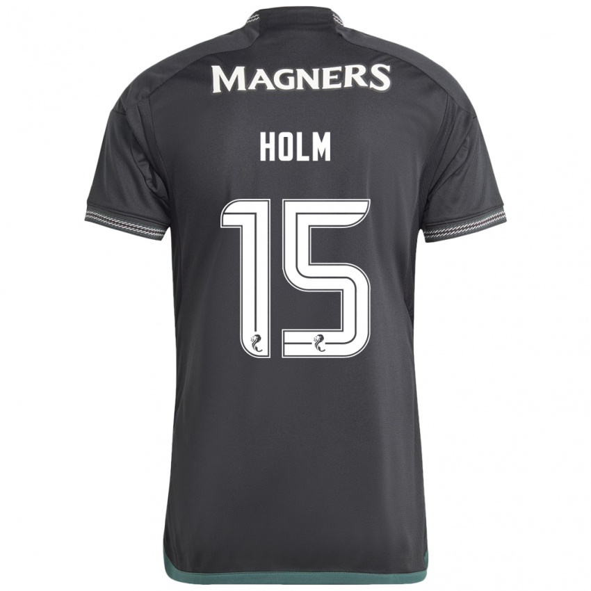 Gyermek Odin Thiago Holm #15 Fekete Idegenbeli Jersey 2023/24 Mez Póló Ing