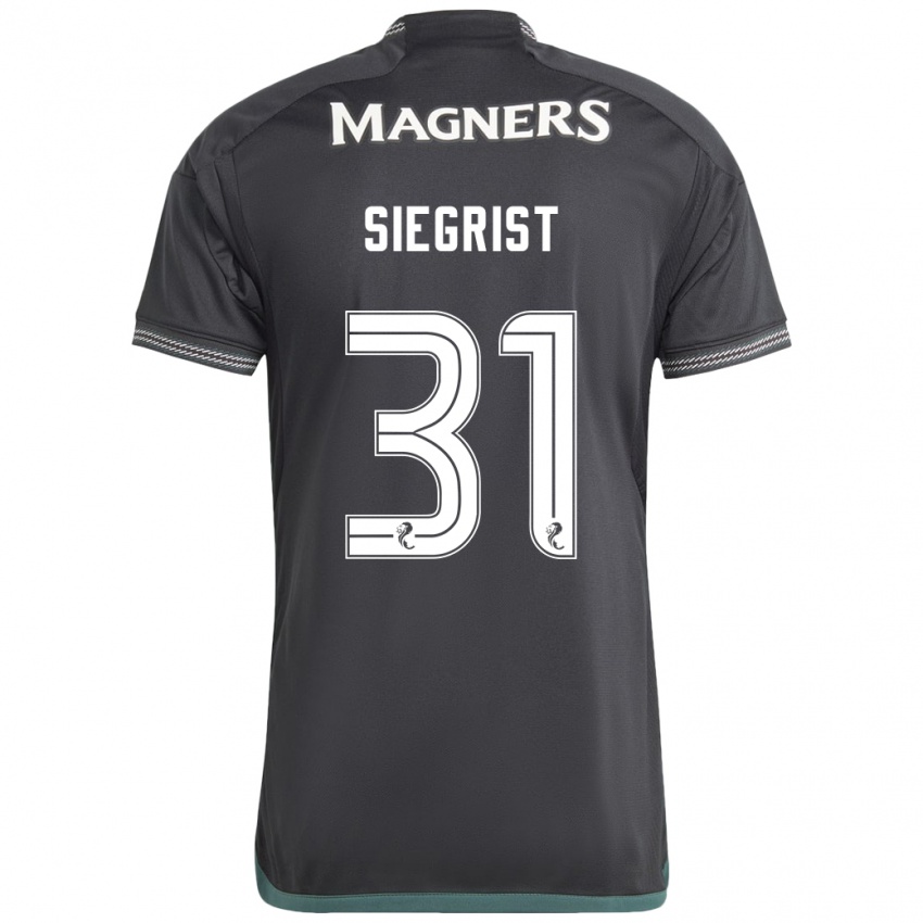 Gyermek Benjamin Siegrist #31 Fekete Idegenbeli Jersey 2023/24 Mez Póló Ing