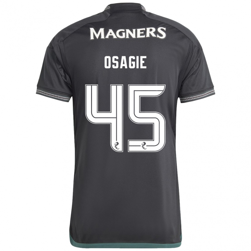 Gyermek Justin Osagie #45 Fekete Idegenbeli Jersey 2023/24 Mez Póló Ing