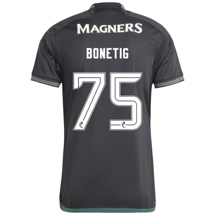 Gyermek Liam Bonetig #75 Fekete Idegenbeli Jersey 2023/24 Mez Póló Ing