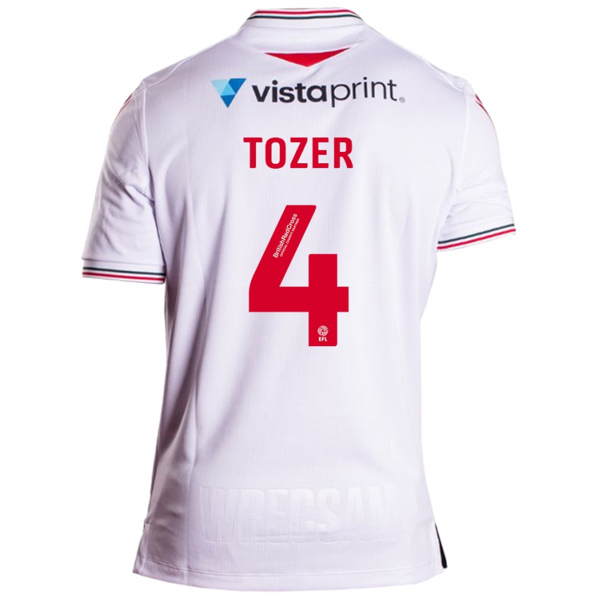 Gyermek Ben Tozer #4 Fehér Idegenbeli Jersey 2023/24 Mez Póló Ing