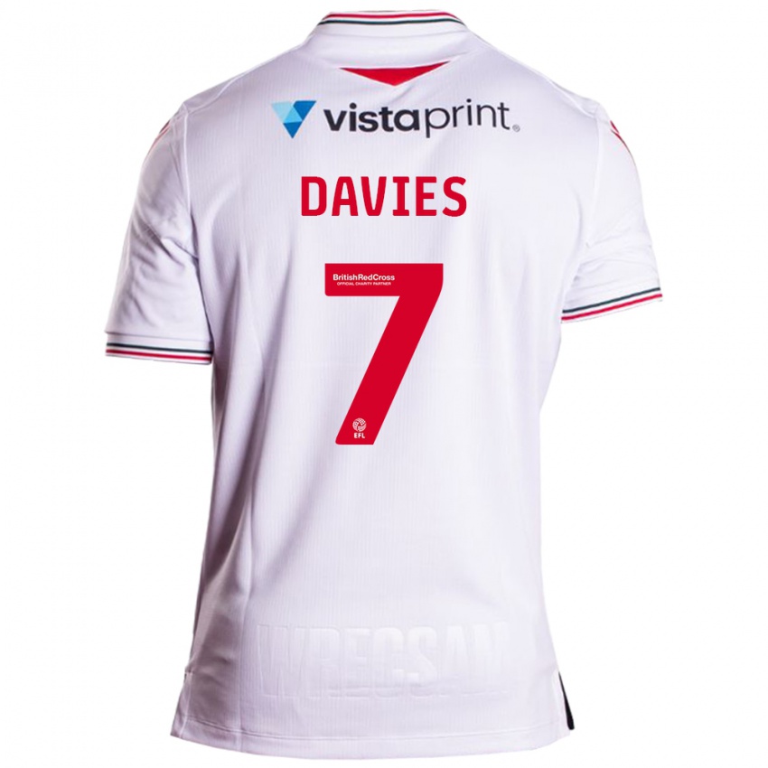 Gyermek Jordan Davies #7 Fehér Idegenbeli Jersey 2023/24 Mez Póló Ing