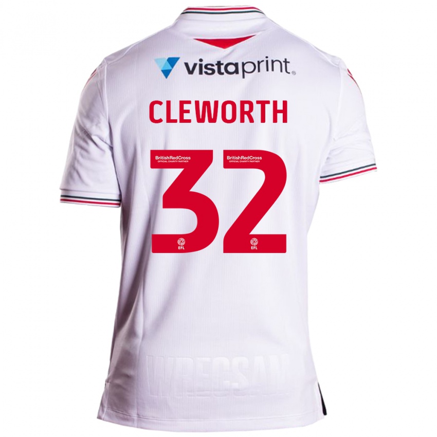 Gyermek Max Cleworth #32 Fehér Idegenbeli Jersey 2023/24 Mez Póló Ing