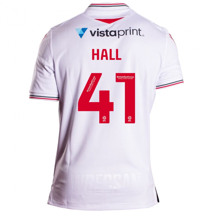 Gyermek Liam Hall #41 Fehér Idegenbeli Jersey 2023/24 Mez Póló Ing