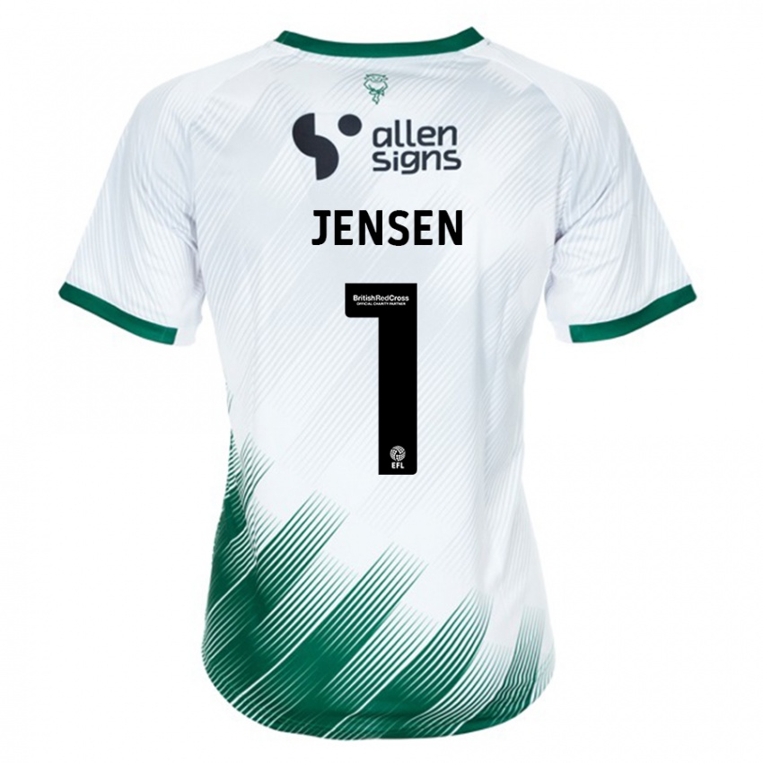 Gyermek Lukas Jensen #1 Fehér Idegenbeli Jersey 2023/24 Mez Póló Ing