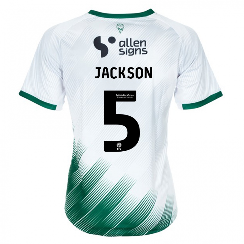 Gyermek Adam Jackson #5 Fehér Idegenbeli Jersey 2023/24 Mez Póló Ing