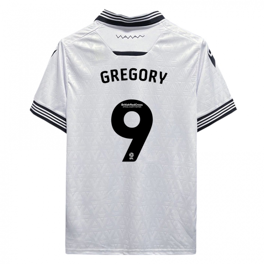 Gyermek Lee Gregory #9 Fehér Idegenbeli Jersey 2023/24 Mez Póló Ing